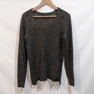 Rock & Republic Black and Metallic Gold Knit Sweater Size XS